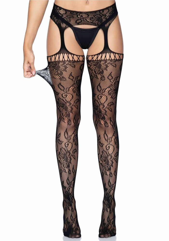 Calze Sexy Lace Garter Belt Stockings Nero - Erotika Shop