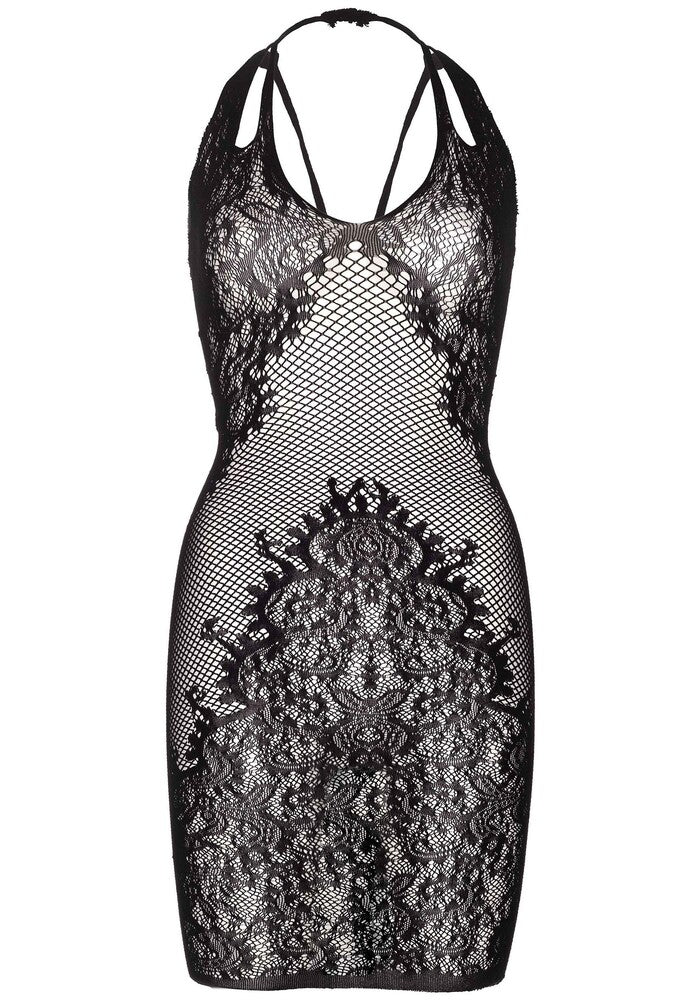 Abito Sexy Seamless Net and Lace Nero - Erotika Shop