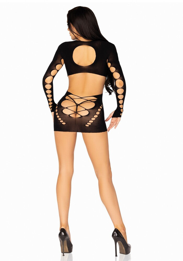 Mini Abito Sexy Long Sleeve Cut Out Nero - Erotika Shop