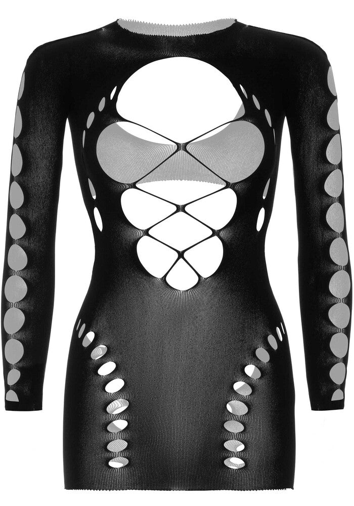 Mini Abito Sexy Long Sleeve Cut Out Nero - Erotika Shop