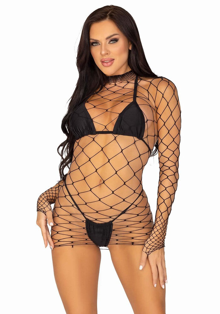 Abito Sexy Fence Net Mini Dress Nero - Erotika Shop