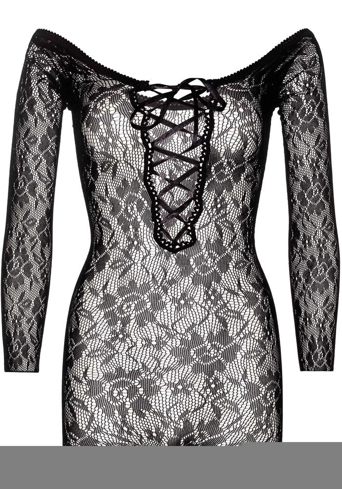 Mini Abito Sexy Seamless Lace Romper Nero - Erotika Shop