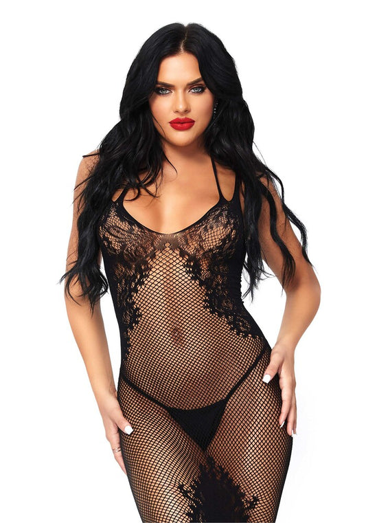 Abito Sexy Seamless Net and Lace Nero - Erotika Shop