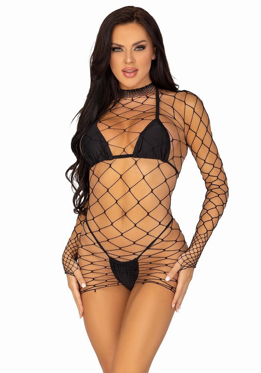 Abito Sexy Fence Net Mini Dress Nero - Erotika Shop