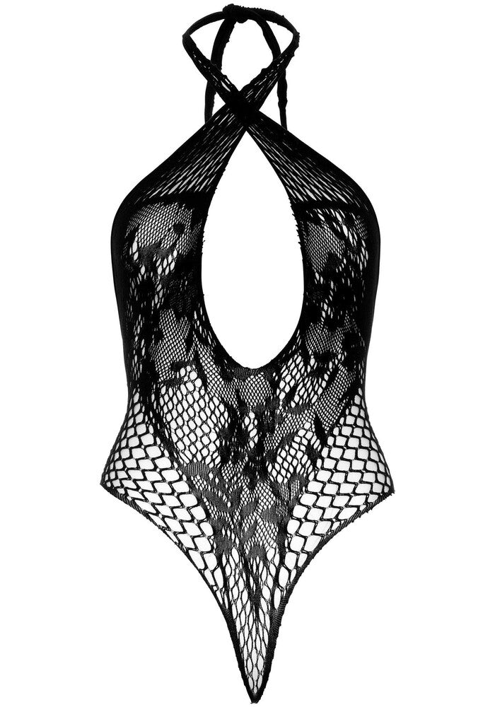 Body Sexy Lace and Net Halter Nero - Erotika Shop