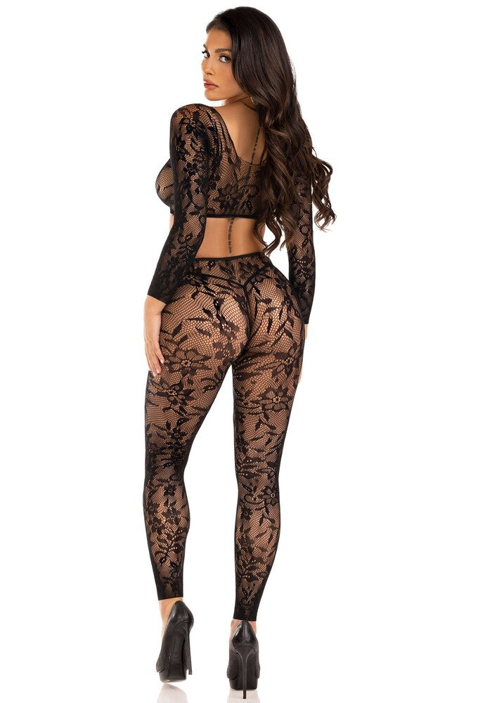 Completino Sexy Crop Top and Footless Nero - Erotika Shop