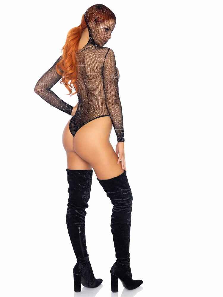Body Sexy Rhinestone Fishnet Nero